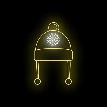 Winter hat neon sign icon on black background Stock Illustration