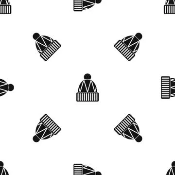 Winter hat pattern seamless black Illustrazione stock