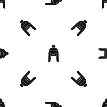 Winter hat pattern seamless black Illustrazione stock
