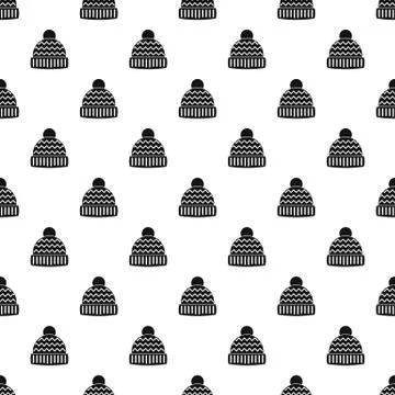 Winter hat pattern seamless vector Stock Illustration