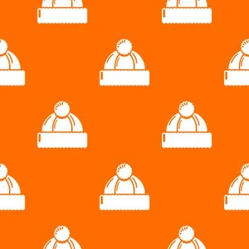 Winter hat pattern vector orange Stock Illustration