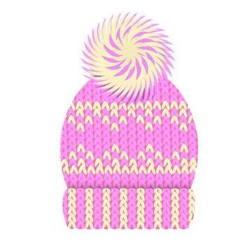 Winter hat. pink winter hat. Stock Illustration