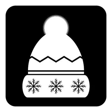Winter hat symbol button Stock Illustration