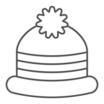 Winter hat thin line icon. Winter cap vector illustration isolated on white イラスト素材