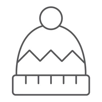 Winter hat thin line icon, clothes and accessory, warm cap sign, vector graphics イラスト素材