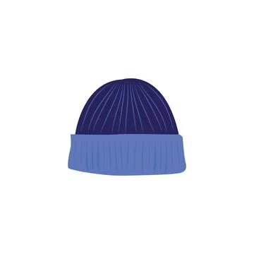 Winter hat vector. Knitted blue hat. Winter hat on a white background Illustrazione stock