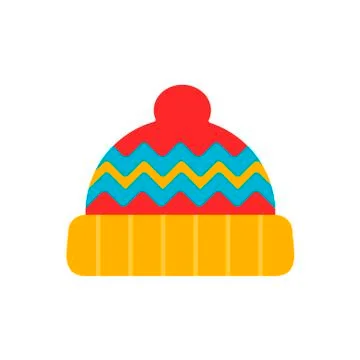 Winter hat on white background. Vector illustration in trendy flat style. EPS 10 Stock Illustration