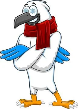 Winter Hawk Bird Cute Cartoon Character Stock Illustration