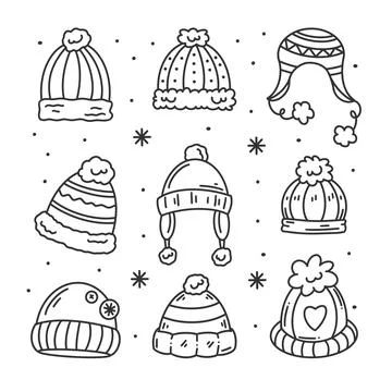 Winter head warmer hand drawn doodles coloring Stock-Illustration