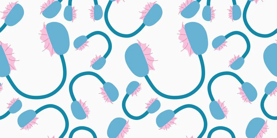 Winter headphones pattern vector seamless blue repeat for any use Stock Illustration