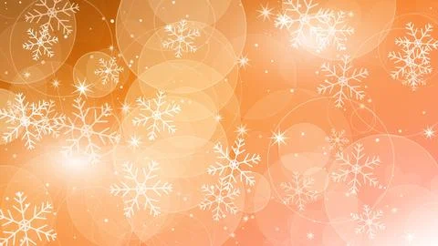 Winter Hearts Snowflake Bokeh with Smooth amber Gradient Flow Backdrop. Stock Illustration