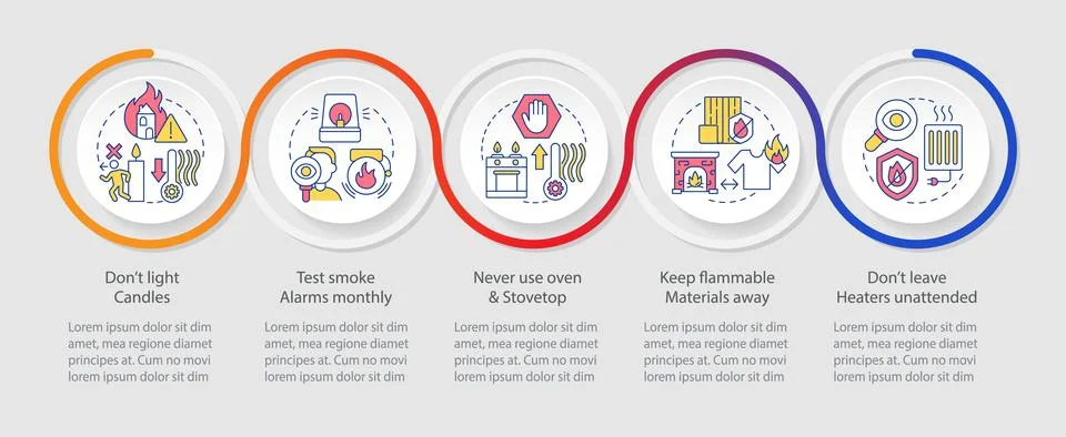 Winter heating safety tips loop infographic template Stock Illustration