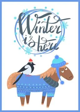 Winter is Here Promo Poster Vector Illustration Illustrazione stock