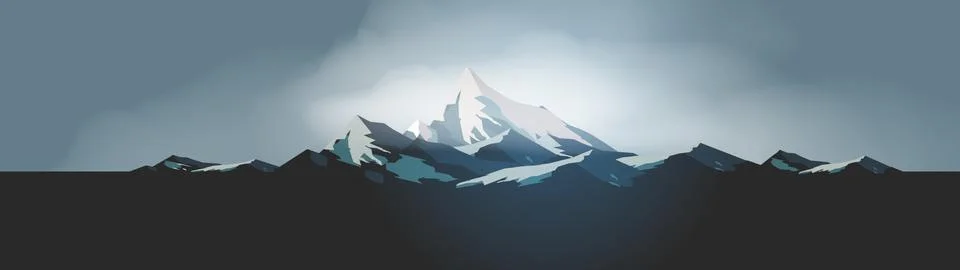 Winter High Mountains Panorma - Vector Illustration. Stock Illustration
