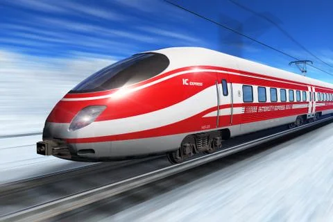 Winter high speed train Stock Illustration