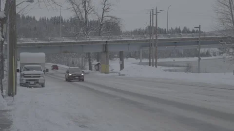 Winter Highway And Overpass Stock Footage 154021160