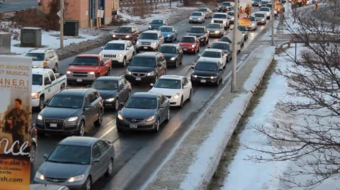 Winter Highway Traffic Stock Footage 33654177