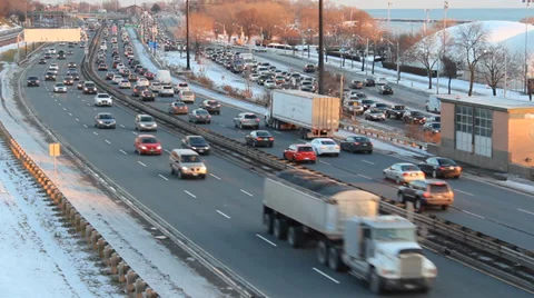 Winter Highway Traffic Stock Footage 33663217