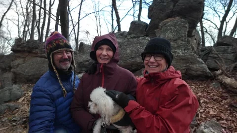 Winter Hike in the Forest Near Berkeley Springs, West Virginia With Friends Stock Footage 296888080
