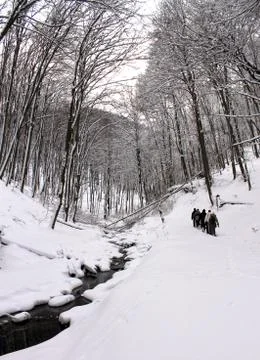 Winter hikers Stock Photos