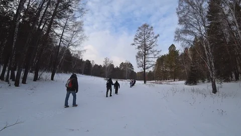 Winter hiking Stock Footage 118560932