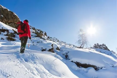 Winter hiking Stock Photos
