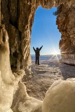 Winter hiking Foto stock