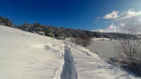 Winter hiking timelapse Stock Footage 81418170