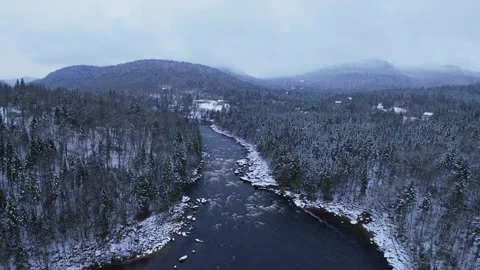 Winter hillside river panorama Stock Footage 321102312