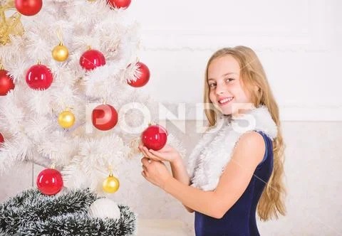 Winter holiday concept. Family holiday concept. Girl velvet dress feel festive Stock Photos