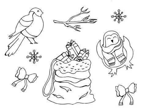 Winter holiday elements in set. Vector cute signs 스톡 일러스트