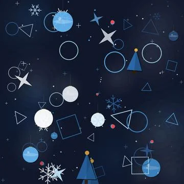 Winter Holiday Festive Celebration Pattern Featuring Geometric Shapes and O.. Stock Illustration