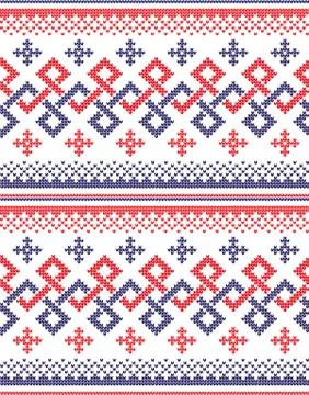 Winter Holiday Knitting Pattern with a Christmas Trees. Stock Illustration