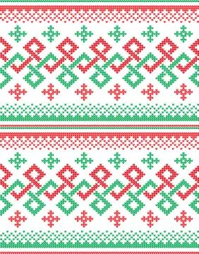 Winter Holiday Knitting Pattern with a Christmas Trees. Stock Illustration