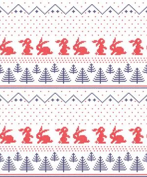 Winter Holiday Knitting Pattern with a Christmas Trees. Stock Illustration