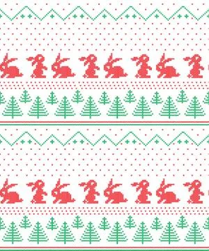 Winter Holiday Knitting Pattern with a Christmas Trees. Stock Illustration