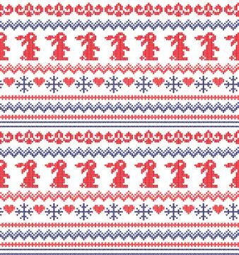 Winter Holiday Knitting Pattern with a Christmas Trees. Stock Illustration