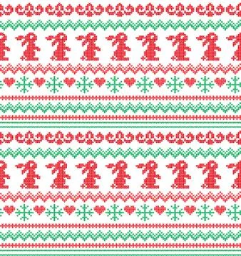 Winter Holiday Knitting Pattern with a Christmas Trees. Stock-Illustration