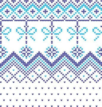 Winter Holiday Knitting Pattern with a Christmas Trees. Christmas Stock Illustration