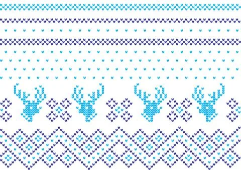 Winter Holiday Knitting Pattern with a Christmas Trees. Christmas Stock Illustration