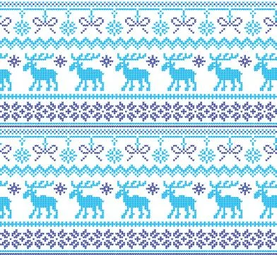 Winter Holiday Knitting Pattern with a Christmas Trees. Christmas Stock Illustration