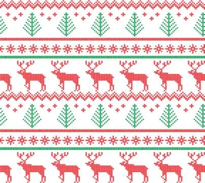 Winter Holiday Knitting Pattern with a Christmas Trees. Christmas Stock Illustration