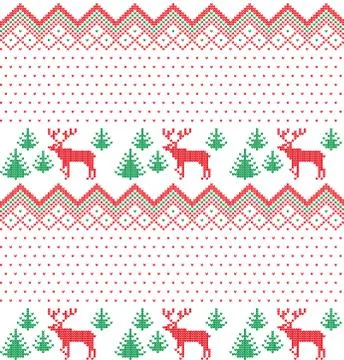 Winter Holiday Knitting Pattern with a Christmas Trees. Christmas Illustrazione stock