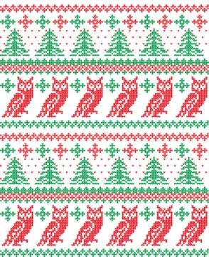 Winter Holiday Knitting Pattern with a Christmas Trees. Christmas Knitting Sw Stock Illustration