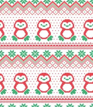 Winter Holiday Knitting Pattern with a Christmas Trees. Christmas Knitting Sw Stock Illustration