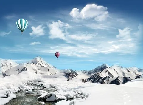 Winter holiday on the mountain Stock Photos