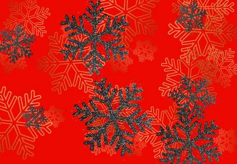 Winter holiday pattern with golden bright shining snowflakes with gold glitte Illustrazione stock