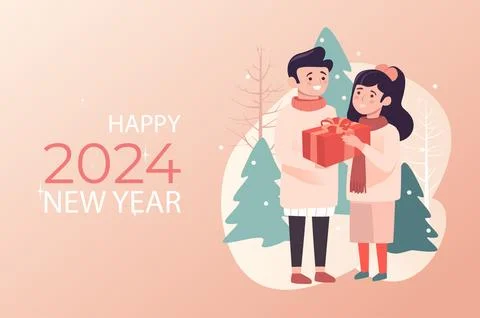 Winter holiday poster template in flat design. Banner layout to New Year and  Stock Illustration