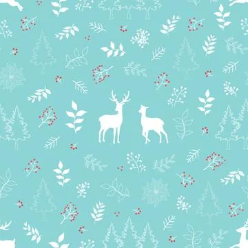 Winter holiday seamless pattern on blue background for Christmas or new year  Stock Illustration