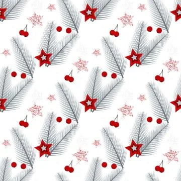 Winter holiday seamless pattern. Festive Christmas symbols wallpaper. Christm Stock Illustration